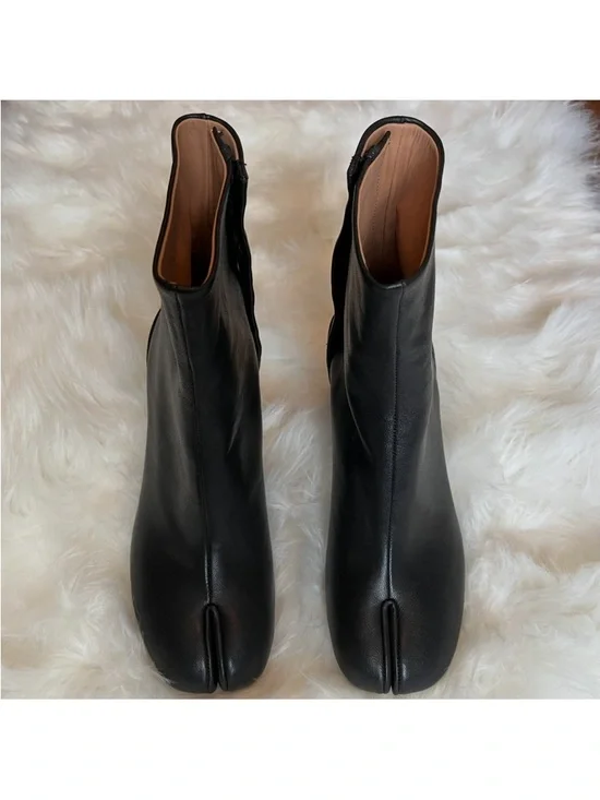 Maison Martin Margiela Tabis boot Black Split-Toe Leather Ankle Boots size 8 - Picture 2 of 7